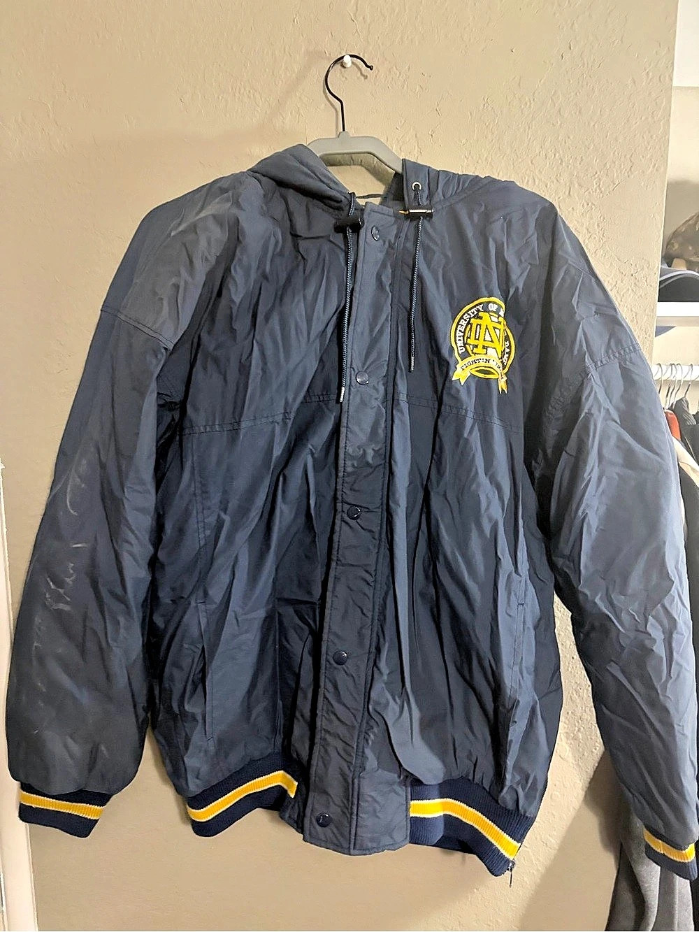 Starter Notre Dame Varsity Jacket Blue Size Large